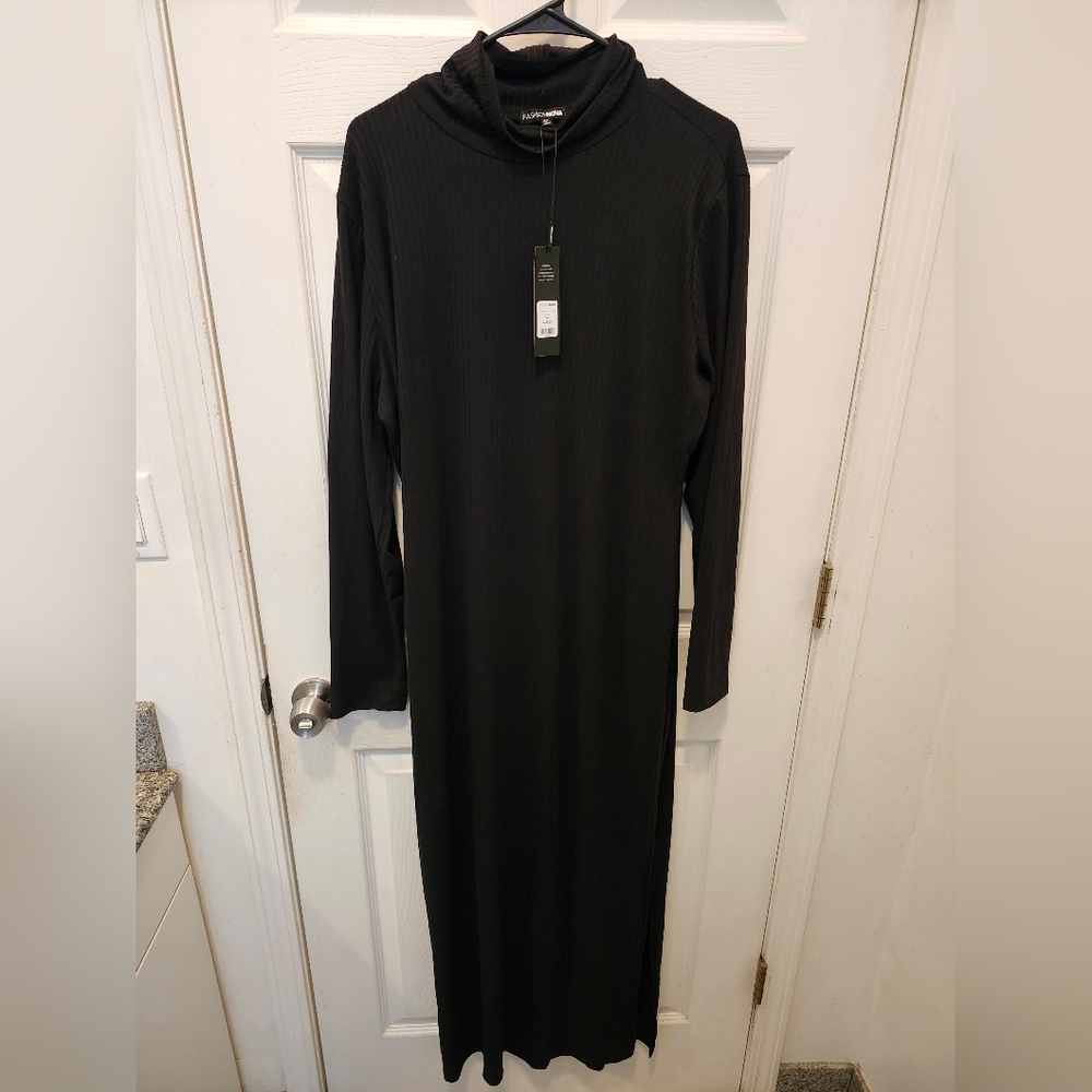Fashion Nova Elegant Black Long Sleeve Dress